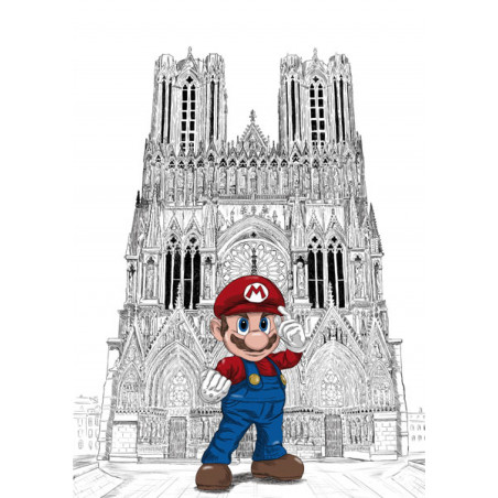 MARIO devant la cathédrale notre dame de Reims