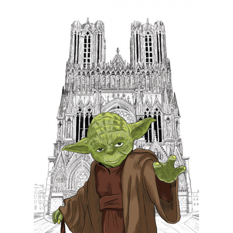 YODA devant la cathédrale notre dame de Reims