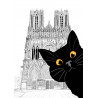 Hello cat devant la cathédrale notre dame de Reims (bonjour le chat NOIR)