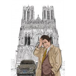 Columbo, sa 403 Peugeot cabriolet, la cathédrale notre dame de Reims