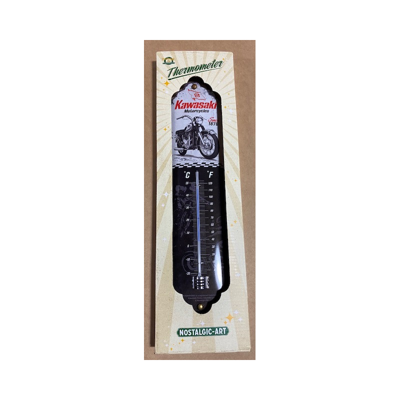 Thermomètre Kawasaki sur tôle, Métal, Garage, 28 x 6.5 x 2 cm Nostalgic-Art 80140 intérieur extérieur protégé