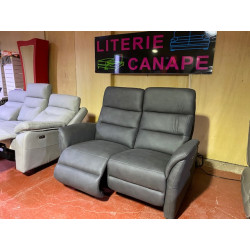 2 places 4 relax ELECTRIQUES, jambes, DOS, têtières télescopiques canapé ROSES gris foncé