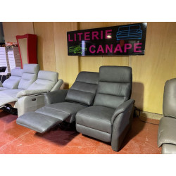 2 places 4 relax ELECTRIQUES, jambes, DOS, têtières télescopiques canapé ROSES gris foncé