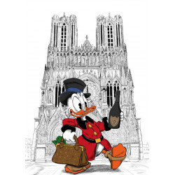 Grd FORMAT encadré Picsous LVMH Dom Pérignon & VUITTON 43 cm x 53 cm devant la cathédrale notre dame de Reims par Flory Gary