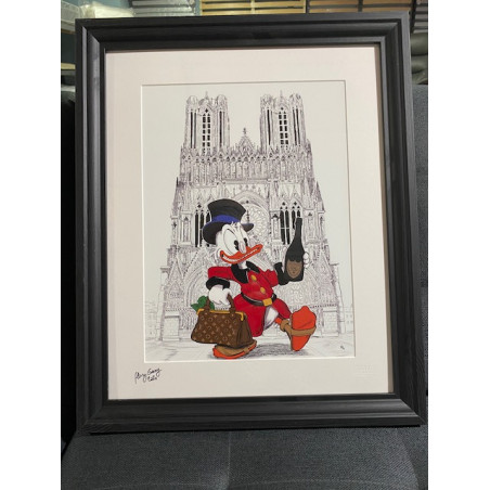 Grd FORMAT encadré Picsous LVMH Dom Pérignon & VUITTON 43 cm x 53 cm devant la cathédrale notre dame de Reims par Flory Gary