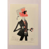 Caricature illustration "Karl Lagerfeld" de Mikel Casal encadrée avec passe-partout