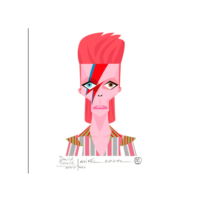 Caricature illustration "David Bowie" de Mikel Casal
