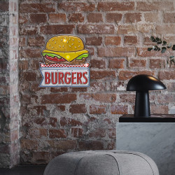 Plaque en relief décoration murale Burger 17 x 17 x 0,8 cm