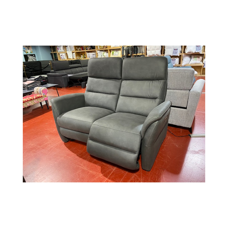 2 places 4 relax ELECTRIQUES, jambes, DOS, têtières télescopiques canapé ROSES gris foncé