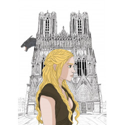 Daenerys Targaryen GAME OF TRONES devant la cathédrale notre dame de Reims