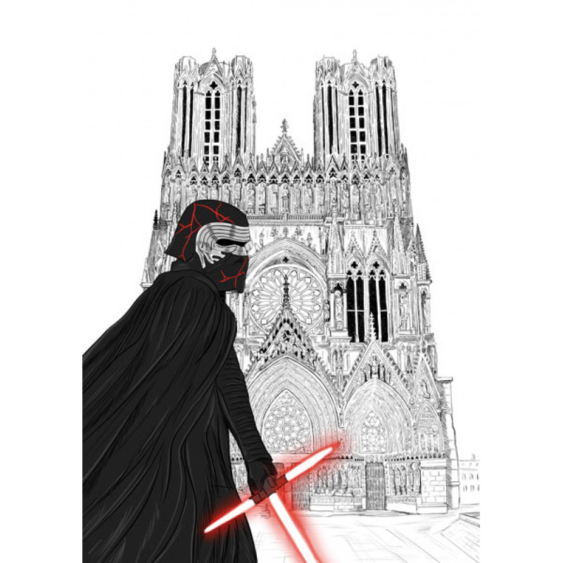 Kylo Ren devant la cathédrale notre dame de Reims