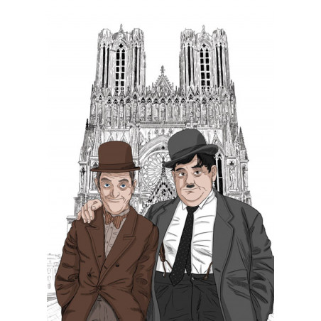 LAUREL et HARDY devant la cathédrale notre dame de Reims