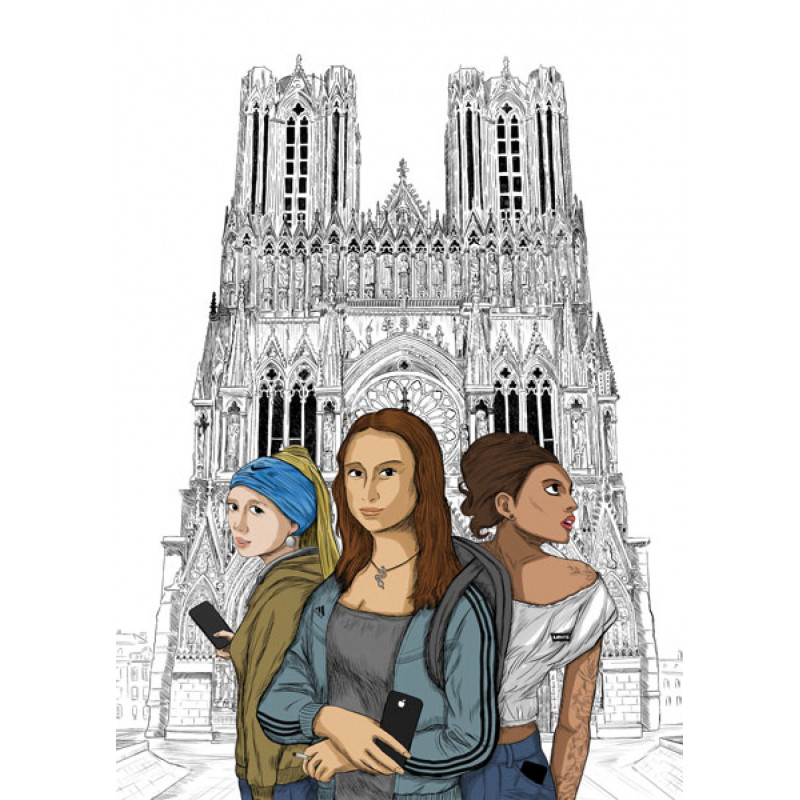 MONA devant la cathédrale notre dame de Reims