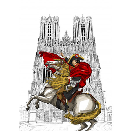 Napoléon BONAPARTE devant la cathédrale notre dame de Reims