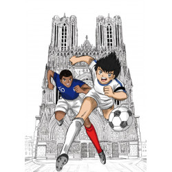 TSUBASA devant la cathédrale notre dame de Reims