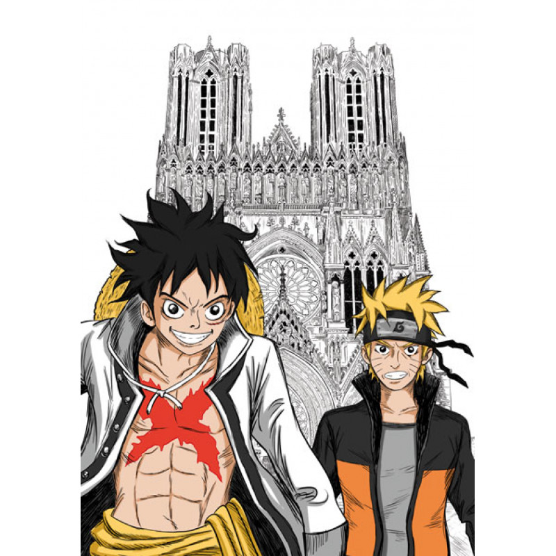 ONE PIECE devant la cathédrale notre dame de Reims