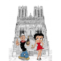 POPEYE, Betty Boop devant la cathédrale notre dame de Reims