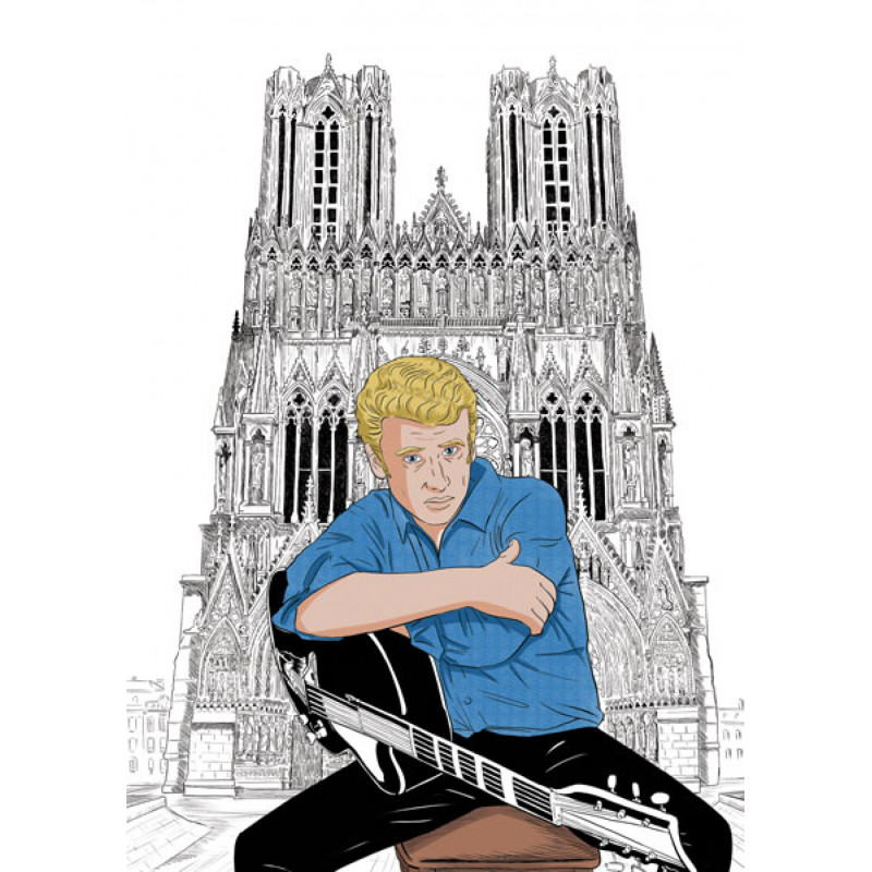 JOHNNY les années yéyés devant la cathédrale notre dame de Reims