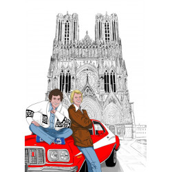 STARKY et HUTCH en FORD GRAN TORINO devant la cathédrale notre dame de Reims