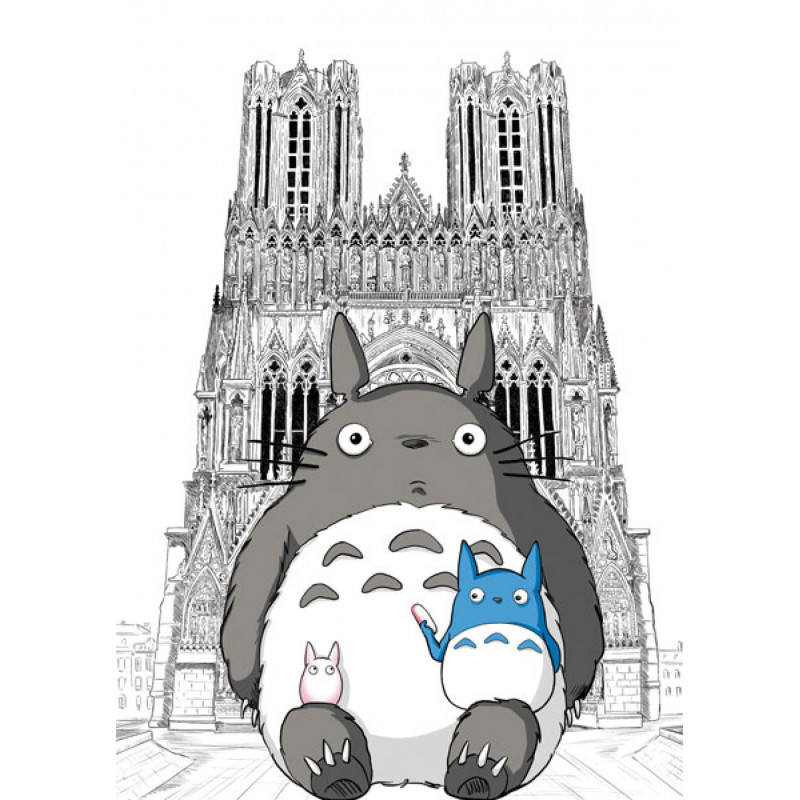 TOTORO devant la cathédrale notre dame de Reims