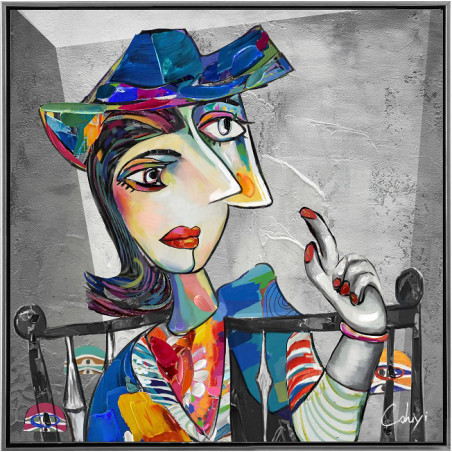 L'autre belle mère Beautée CUBIQUE tableau finition mains COULEURS éclatantes