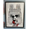 Très GRAND format encadré Mickey en air jordan devant la cathédrale notre dame de Reims format B2